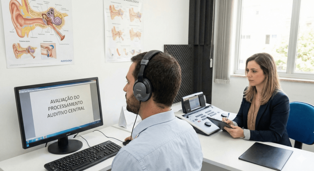 Exame de processamento auditivo central para adultos